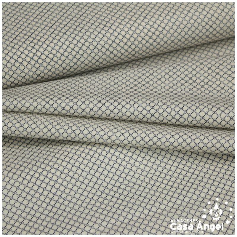 FORRO ESTAMPADO CUADROS AZUL Y CRUDO 140cm