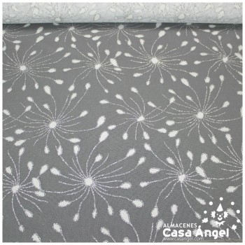TUL BLANCO ESTAMPADO CON FOIL Y GLITTER SERIE HANABI 150cm