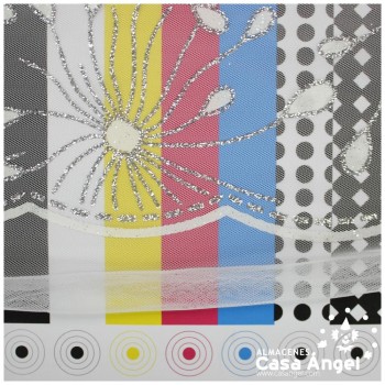 TUL BLANCO ESTAMPADO CON FOIL Y GLITTER SERIE HANABI 150cm