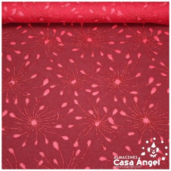 TUL ROJO ESTAMPADO CON FOIL Y GLITTER SERIE HANABI 150cm