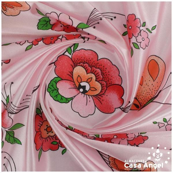 RASETE ROSA ESTAMPADO FLORES Y MARIPOSAS 150cm