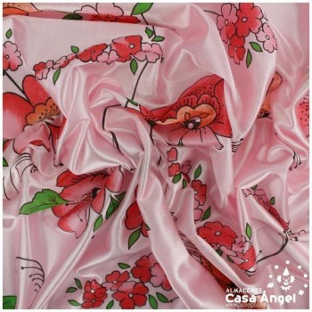 RASETE ROSA ESTAMPADO FLORES Y MARIPOSAS 150cm