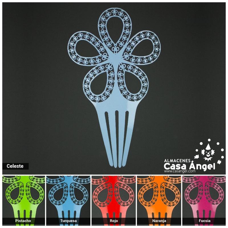 PEINETA FLAMENCA FLORAL DE METAL 185x115mm