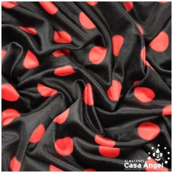 PELO LISO SERIE PELDI LUNARES ROJOS SOBRE NEGRO 150cm