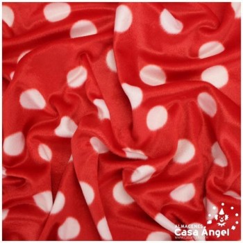 PELO LISO SERIE PELDI LUNARES BLANCOS SOBRE ROJO 150cm