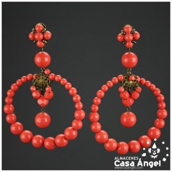 PENDIENTES DE ARO CON PIEDRAS FACETADAS 95x60mm