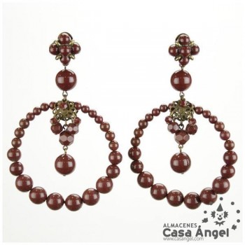 PENDIENTES DE ARO CON PIEDRAS FACETADAS 95x60mm