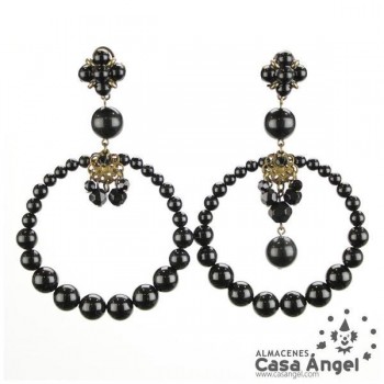 PENDIENTES DE ARO CON PIEDRAS FACETADAS 95x60mm