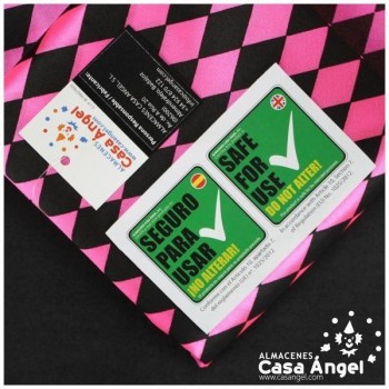 RASETE ESTAMPADO ROMBOS PEQUEÑOS NEGRO Y FUCSIA 150cm