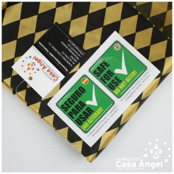RASETE ESTAMPADO ROMBOS PEQUEÑOS NEGRO Y ORO 150cm