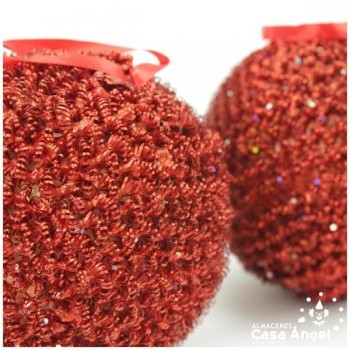 BOLA NAVIDAD GLITTER ROJO 10cm