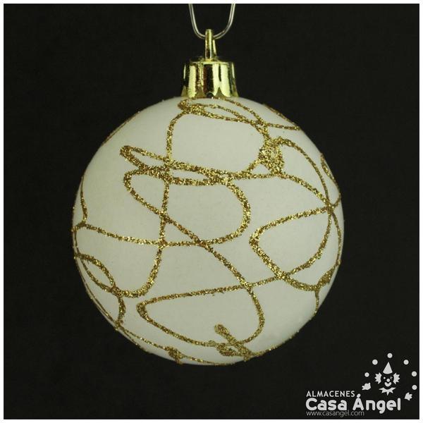 BOLAS DE NAVIDAD CON CURVAS DE ESCARCHA 6cm SET DE 10 UNIDADES