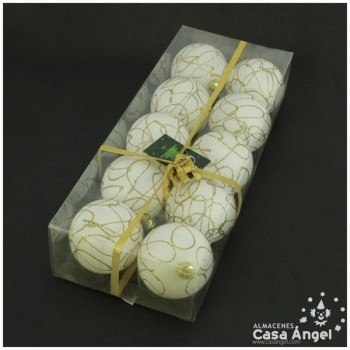 BOLAS DE NAVIDAD CON CURVAS DE ESCARCHA 6cm SET DE 10 UNIDADES