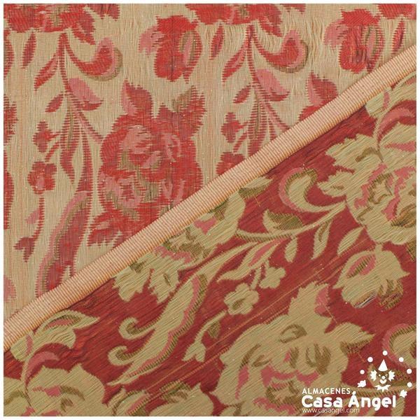 GASA BROCADA ROJA REVERSIBLE CON LÚREX 112cm