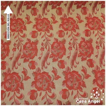 GASA BROCADA ROJA REVERSIBLE CON LÚREX 112cm