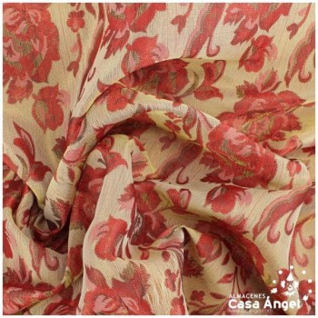GASA BROCADA ROJA REVERSIBLE CON LÚREX 112cm