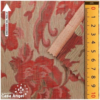 GASA BROCADA ROJA REVERSIBLE CON LÚREX 112cm