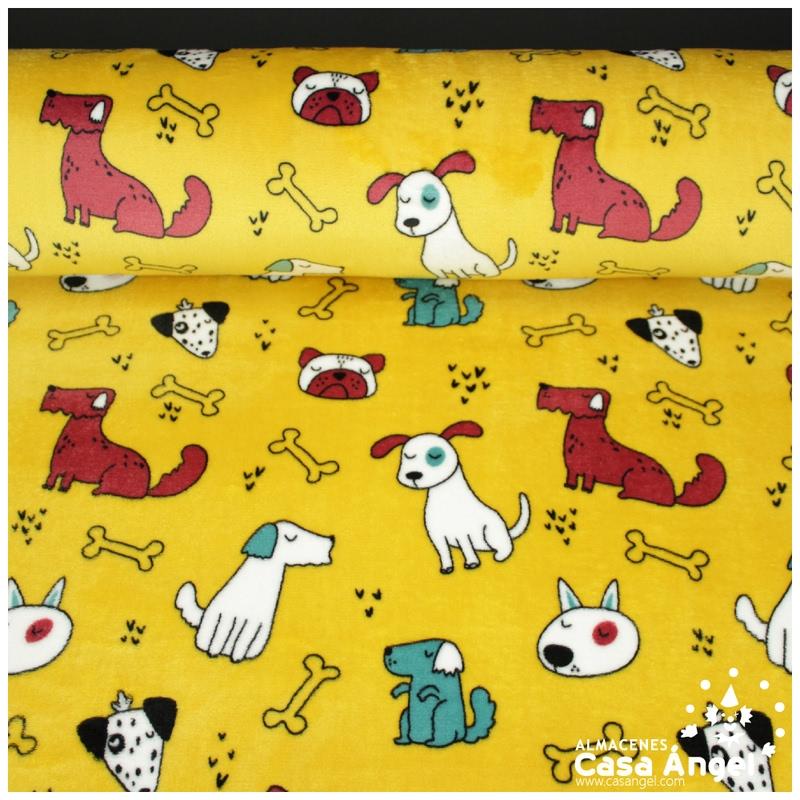 CORALINA A COLOR AMARILLO CON ESTAMPADO DE PERRITOS 150cm