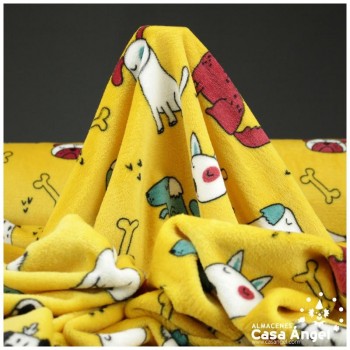 CORALINA A COLOR AMARILLO CON ESTAMPADO DE PERRITOS 150cm