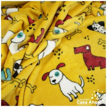 CORALINA A COLOR AMARILLO CON ESTAMPADO DE PERRITOS 150cm