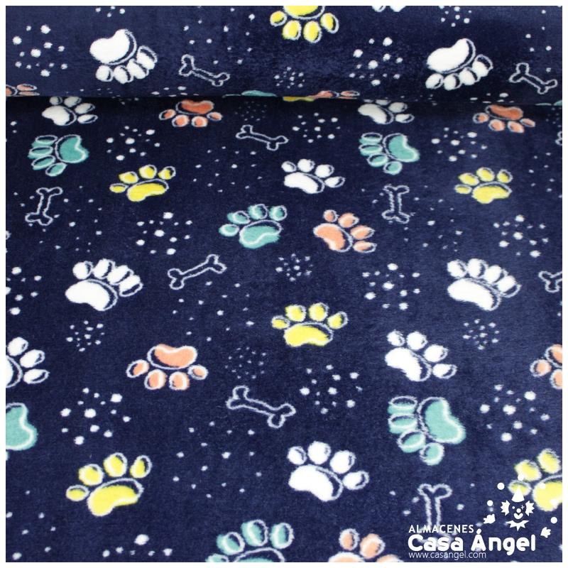 CORALINA AZUL MARINO CON ESTAMPADO DE HUELLITAS Y HUESTIOS 150cm