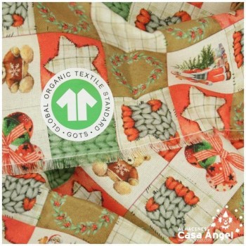 POPELÍN DE ALGODÓN ORGÁNICO ESTAMPADO DE OSITOS 150cm