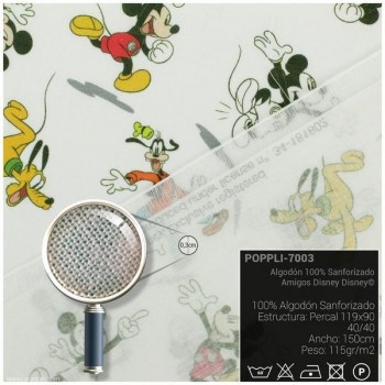 TELA ALGODÓN PERCAL LICENCIA 150cm AMIGOS DISNEY