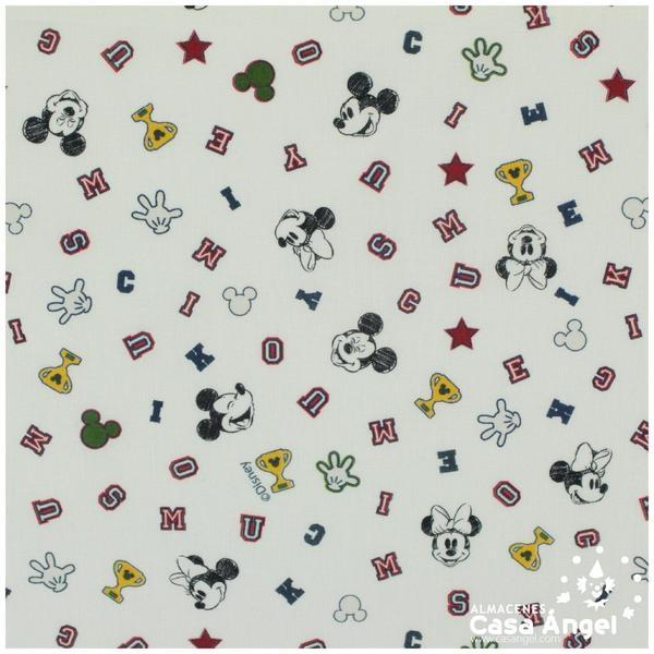 TELA ALGODÓN PERCAL LICENCIA 150cm MICKEY LETRAS