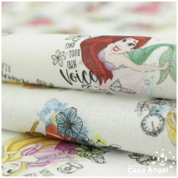 TELA ALGODÓN PERCAL LICENCIA 150cm PRINCESAS