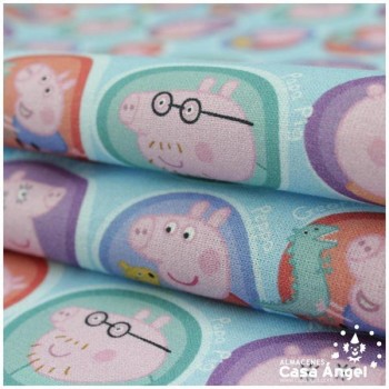 TELA ALGODÓN PERCAL LICENCIA 150cm PEPPA PIG