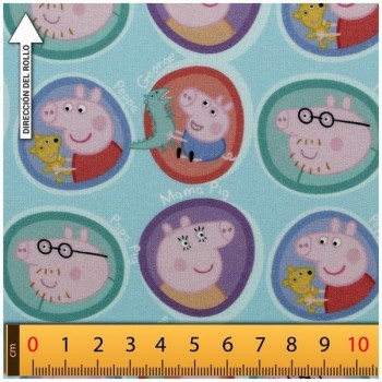 TELA ALGODÓN PERCAL LICENCIA 150cm PEPPA PIG