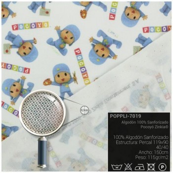 TELA ALGODÓN PERCAL LICENCIA 150cm POCOYÓ LETRAS