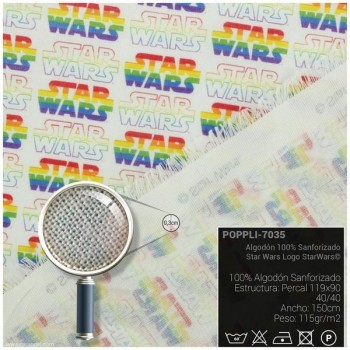 TELA ALGODÓN PERCAL LICENCIA 150cm STAR WARS LETRAS