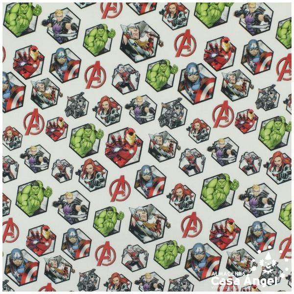 TELA ALGODÓN PERCAL LICENCIA 150cm MARVEL CARAS