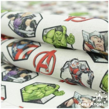 TELA ALGODÓN PERCAL LICENCIA 150cm MARVEL CARAS