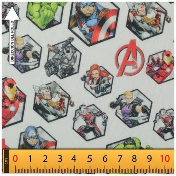 TELA ALGODÓN PERCAL LICENCIA 150cm MARVEL CARAS