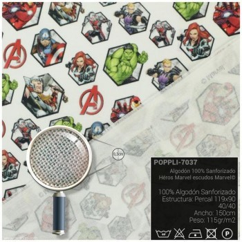 TELA ALGODÓN PERCAL LICENCIA 150cm MARVEL CARAS