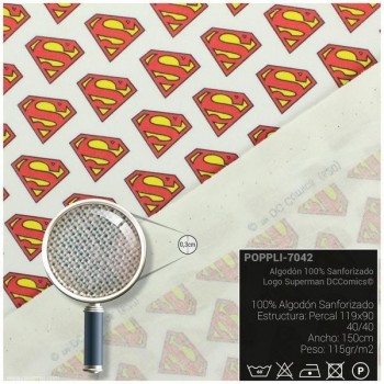TELA ALGODÓN PERCAL LICENCIA 150cm LOGO SUPERMAN