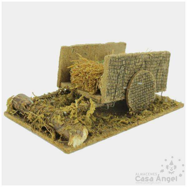 CARRITO DE MADERA CON PAJA PARA PORTAL DE BELÉN 10cm