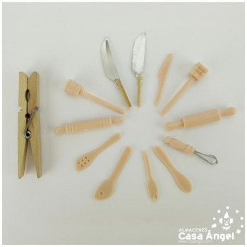 UTENSILIOS DE COCINA MINIATURA SET 12 PIEZAS