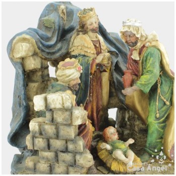 PESEBRE CON REYES MAGOS Y NIÑO JESÚS 35cm
