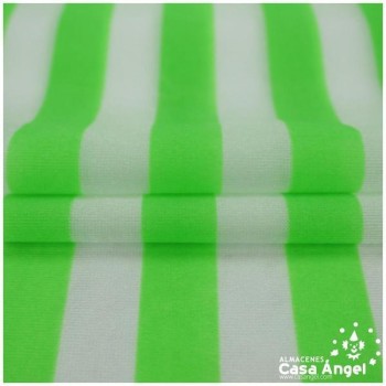 TELA RASETE ESTAMPADO A RAYAS BLANCAS Y VERDES 150cm