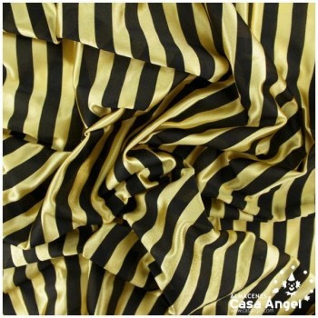 TELA RASETE ESTAMPADO A RAYAS DORADAS Y NEGRAS 150cm