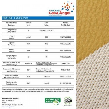 NAPA DE POLIPIEL DORADA SERIE PRESTIGE 150cm