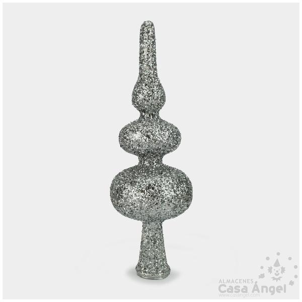 TERMINAL ÁRBOL DE NAVIDAD CON ESCARCHA PLATEADA 22cm