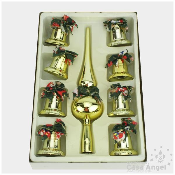 BOLAS DE NAVIDAD ORO CON TERMINAL ÁRBOL DE NAVIDAD 25cm