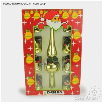 BOLAS DE NAVIDAD ORO CON TERMINAL ÁRBOL DE NAVIDAD 25cm