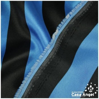 RASO ESTAMPADO A RAYAS AZUL Y NEGRO SERIE BARRAS 150cm