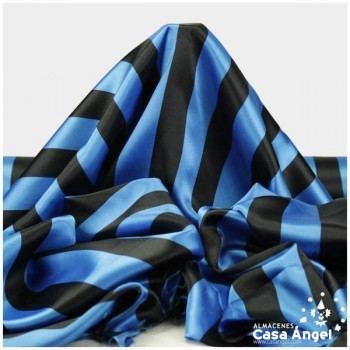 RASO ESTAMPADO A RAYAS AZUL Y NEGRO SERIE BARRAS 150cm