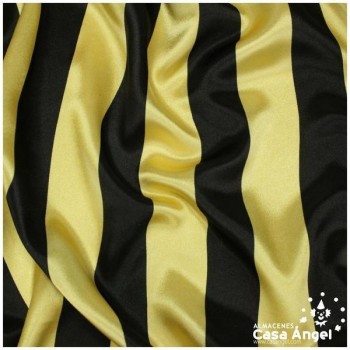 RASO ESTAMPADO A RAYAS ORO Y NEGRO SERIE BARRAS 150cm